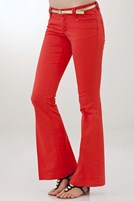 Bayan Kırmızı Düşük Bel Geniş Paça Pantolon