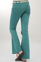 Bayan Yeşil Düşük Bel Geniş Paça Pantolon