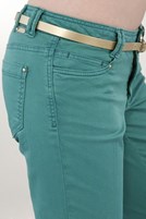 Bayan Yeşil Düşük Bel Geniş Paça Pantolon