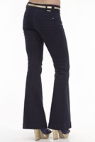 Bayan Lacivert Düşük Bel Geniş Paça Pantolon