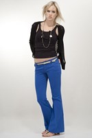 Bayan Yeşil Düşük Bel Geniş Paça Pantolon