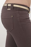 Bayan Kahverengi Düşük Bel Geniş Paça Pantolon