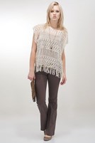 Bayan Kahverengi Düşük Bel Geniş Paça Pantolon