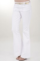 Bayan Beyaz Düşük Bel Geniş Paça Pantolon