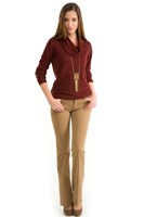 Bayan Kahverengi Boru Paça Pantolon