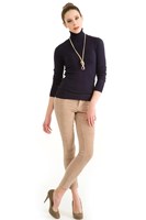 Bayan Krem  Kadife Dar Kesim Pantolon