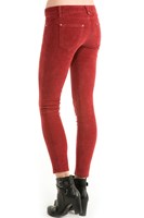 Bayan Kırmızı  Kadife Dar Kesim Pantolon