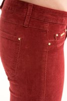 Bayan Kırmızı  Kadife Dar Kesim Pantolon