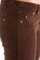 Bayan Kahverengi  Kadife Dar Kesim Pantolon