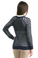 Bayan Lacivert Uzun Kollu Delikli Kazak