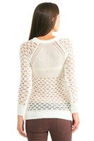 Bayan Krem Uzun Kollu Delikli Kazak