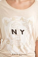 Bayan Krem Baskılı Tişört