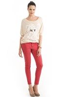 Bayan Krem Baskılı Tişört