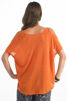 Bayan Turuncu Keten Tişört