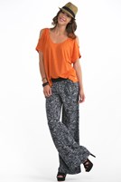 Bayan Turuncu Keten Tişört