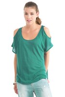 Bayan Mavi Keten Tişört