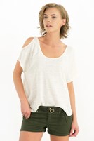 Bayan Krem Keten Tişört