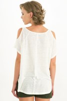 Bayan Krem Keten Tişört