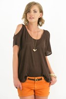 Bayan Kahverengi Keten Tişört