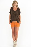 Bayan Kahverengi Keten Tişört