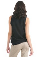 Bayan Siyah Kısa Kollu İpek Gömlek