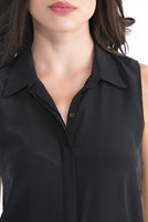 Bayan Siyah Kısa Kollu İpek Gömlek