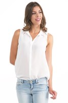 Bayan Krem Kısa Kollu İpek Gömlek