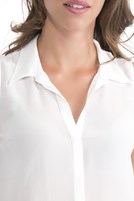 Bayan Krem Kısa Kollu İpek Gömlek