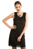 Bayan Siyah Güpürlü Elbise