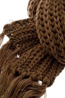 Bayan Kahverengi Simli Püskül Detaylı Atkı 