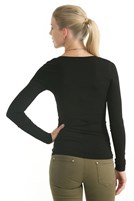 Bayan Siyah U Yaka Uzun Kollu Tişört