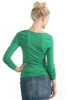 Bayan Yeşil U Yaka Uzun Kollu Tişört