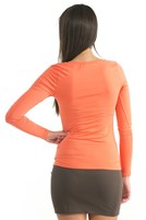 Bayan Turuncu U Yaka Uzun Kollu Tişört