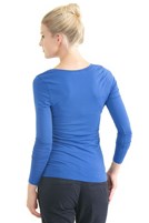 Bayan Mavi U Yaka Uzun Kollu Tişört