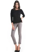 Bayan Gri Dar Kesim Pantolon