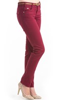 Bayan Kırmızı Dar Kesim Pantolon