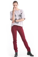 Bayan Kırmızı Dar Kesim Pantolon