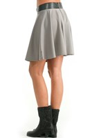 Bayan Gri Mini Kloş Etek