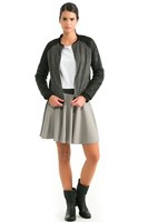 Bayan Gri Mini Kloş Etek