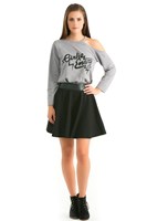 Bayan Siyah Mini Kloş Etek