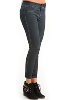 Bayan Lacivert Dar Kesim Yıkamalı Pantolon