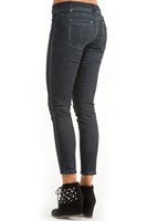 Bayan Lacivert Dar Kesim Yıkamalı Pantolon