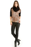 Bayan Çok Renkli Leopar Desenli Bluz