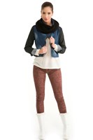 Bayan Mor Yılan Desenli Dar Pantolon