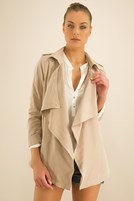 Bayan Bej Önü Volanlı Ceket