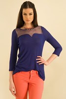 Bayan Mavi İnce Triko