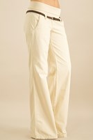 Bayan Krem Beli Lastikli Geniş Paça Pantolon