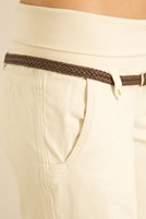 Bayan Krem Beli Lastikli Geniş Paça Pantolon