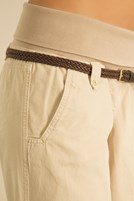 Bayan Krem Beli Lastikli Geniş Paça Pantolon