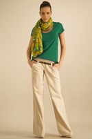 Bayan Krem Beli Lastikli Geniş Paça Pantolon